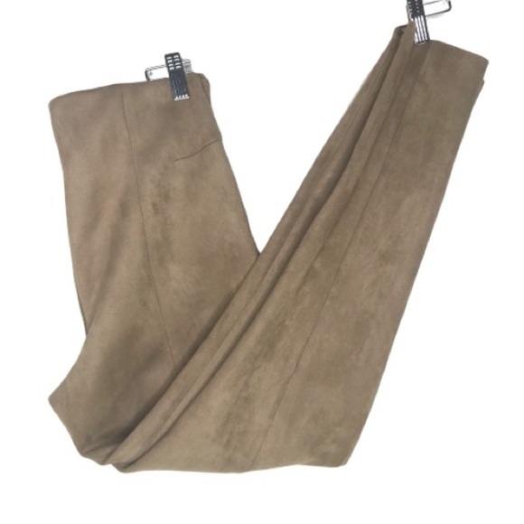 Zara faux suede stretch side zip, bottom zip pants - Picture 3 of 9